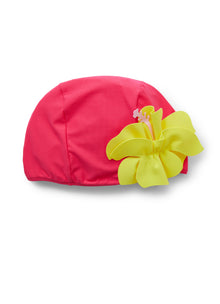 Beach Cap with Applied Flower | Rosa Ciclamino/Polline