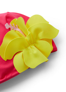 Beach Cap with Applied Flower | Rosa Ciclamino/Polline