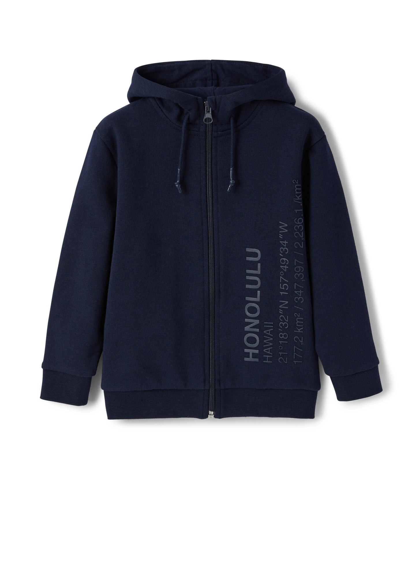 Cotton Sweatshirt with Zip And Hood | Blue