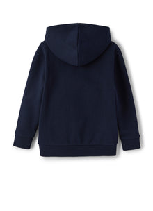 Cotton Sweatshirt with Zip And Hood | Blue