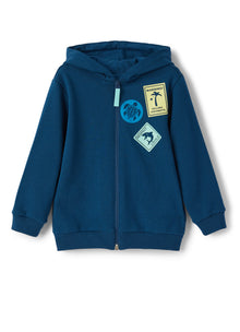 Cotton Sweatshirt with Zip And Hood | Baia/Acquamarina