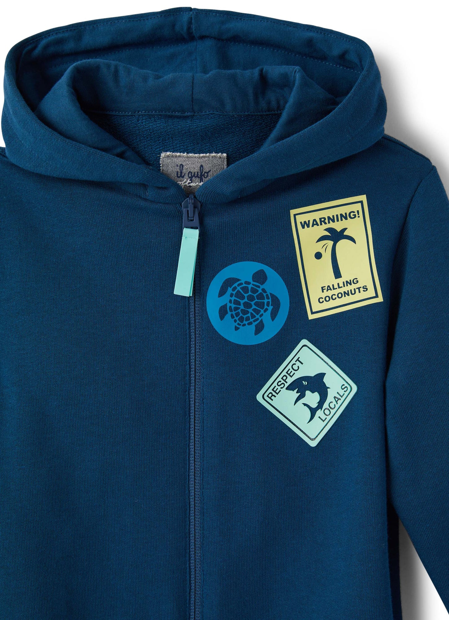 Boys | Cotton Sweatshirt with Zip and Hood | Baia Acquamarina