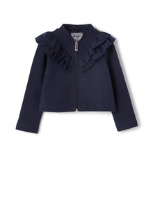 Cotton Jacket with Tone-On-Tone Front Zip | Blue