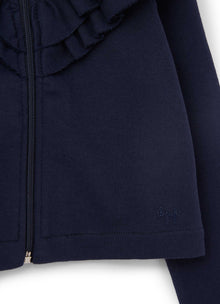Cotton Jacket with Tone-On-Tone Front Zip | Blue