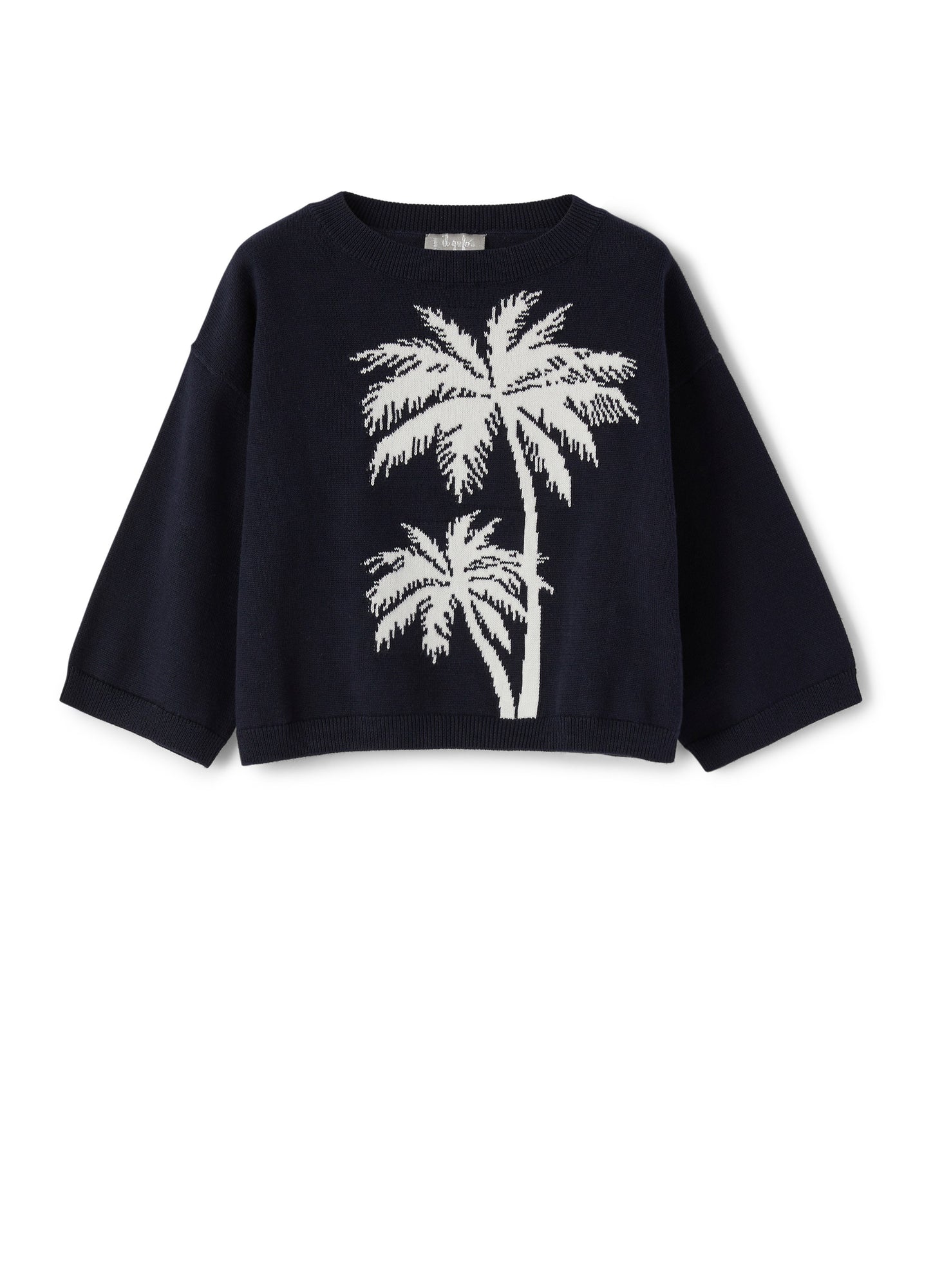Sweater with Palm Graphic | Blue/White