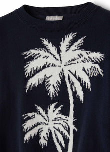 Sweater with Palm Graphic | Blue/White