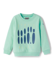 Teal Sweatshirt with Surfboard Print | Acquamarina/Baia