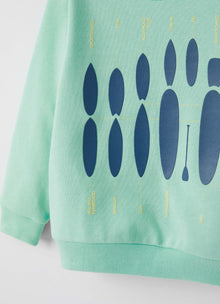 Teal Sweatshirt with Surfboard Print | Acquamarina/Baia