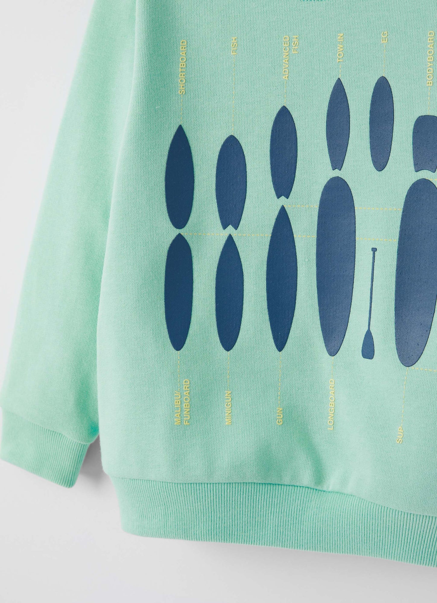 Boys | Sweatshirt with Surfboard Print | Light Green Aviatore