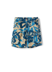 Boys | Cotton Gabardine Bermuda Shorts with Floral Pattern | Bluette