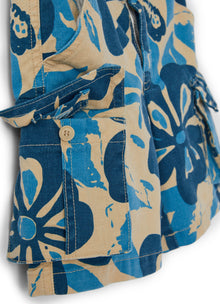 Cotton Gabardine Bermuda Shorts with Floral Pattern | Bluette