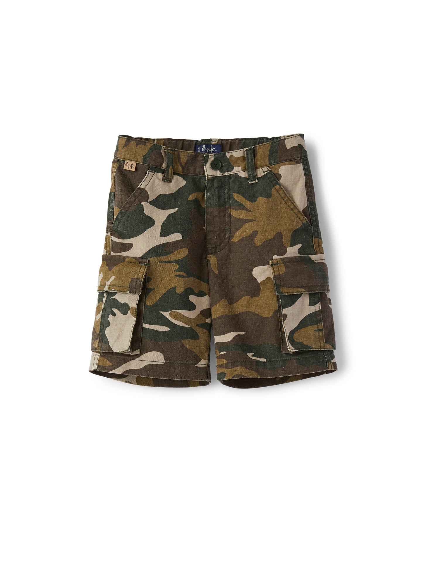 Cotton Gabardine Bermuda Shorts with Military Pattern | Crocodile