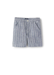 Striped Linen Bermuda Shorts | Blue Riga Grande