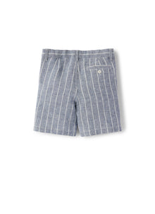 Striped Linen Bermuda Shorts | Blue Riga Grande