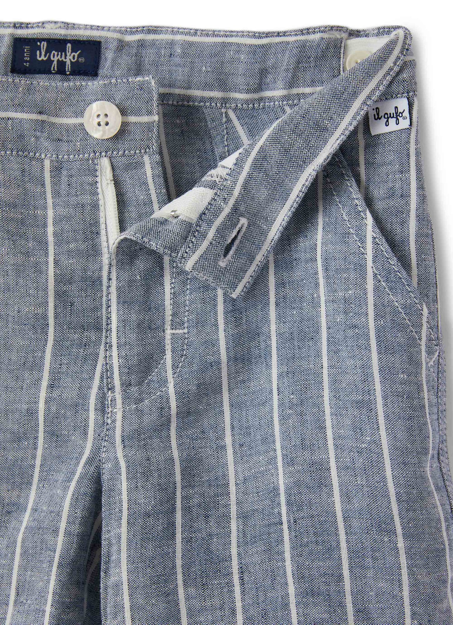 Striped Linen Bermuda Shorts | Blue Riga Grande