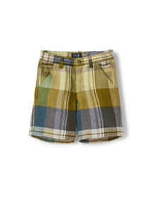 Madras Linen Bermuda Shorts with A Classic Cut | Crocodile