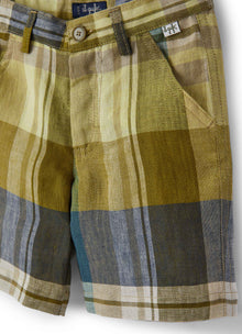Madras Linen Bermuda Shorts with A Classic Cut | Crocodile
