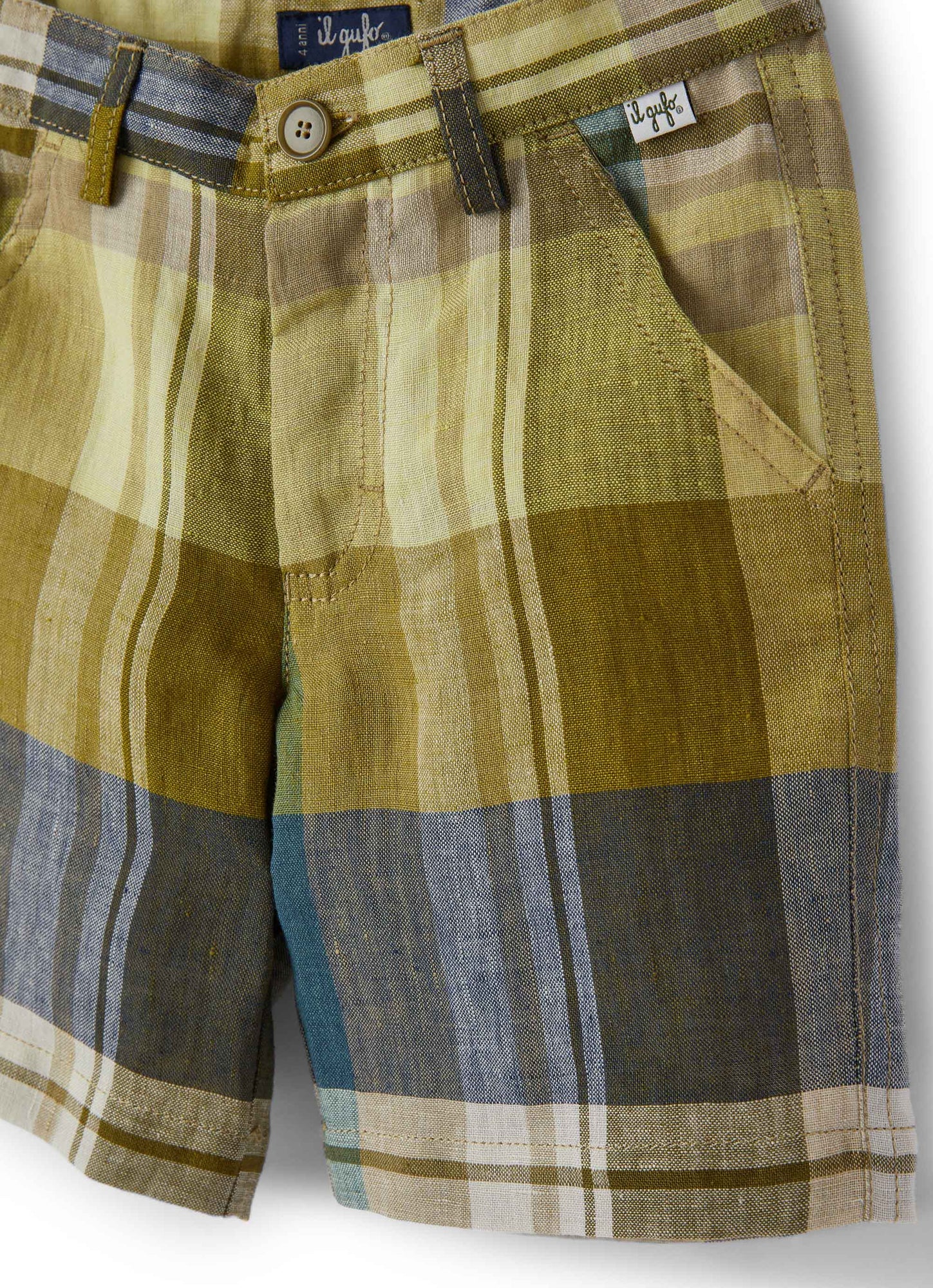 Madras Linen Bermuda Shorts with A Classic Cut | Crocodile