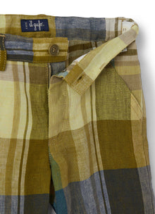 Madras Linen Bermuda Shorts with A Classic Cut | Crocodile