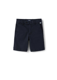 Cotton Bermuda Shorts with Hidden Elastic | Blue