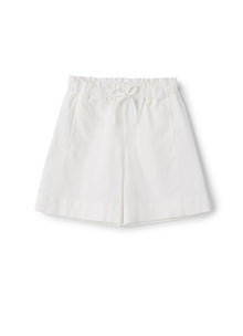 Cotton Bermuda Shorts with Elastic Waist | White