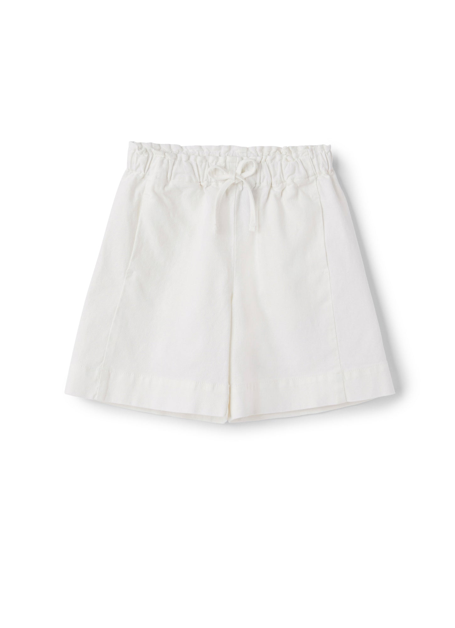 Cotton Bermuda Shorts with Elastic Waist | White