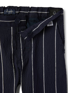 Striped Seersucker Trousers | Blue