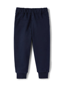 Cotton Fleece Trousers with Print | Blue