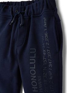 Cotton Fleece Trousers with Print | Blue