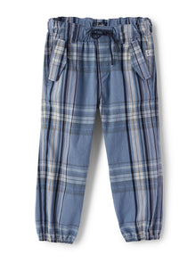 Rain Tartan Cotton Trousers | Powder Blue