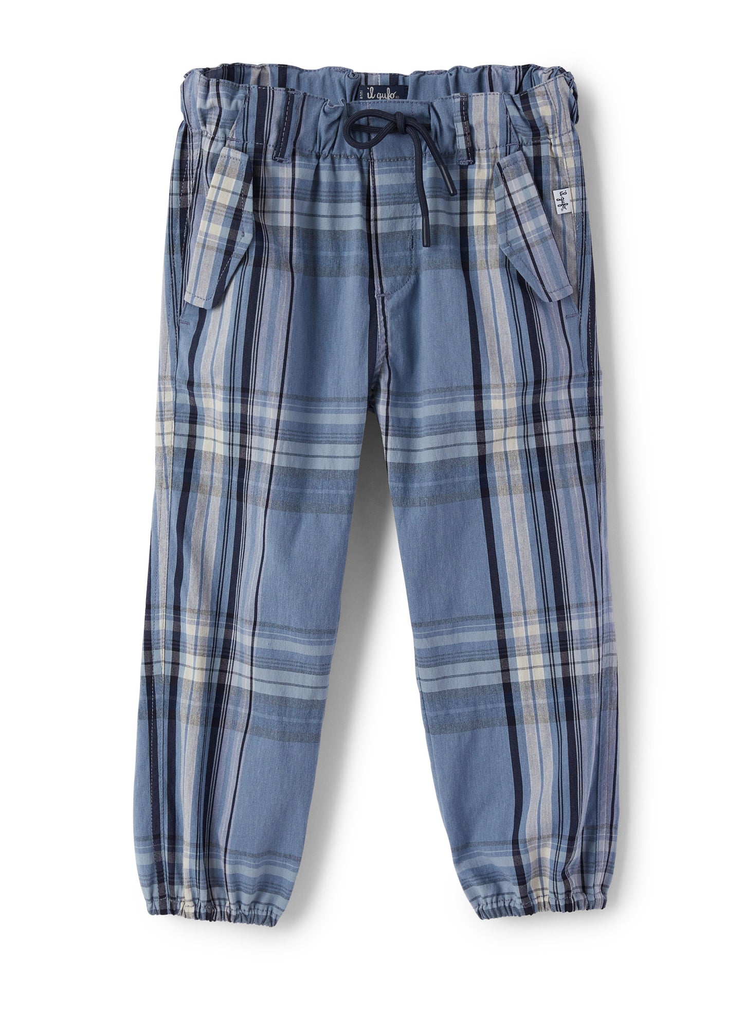 Rain Tartan Cotton Trousers | Powder Blue