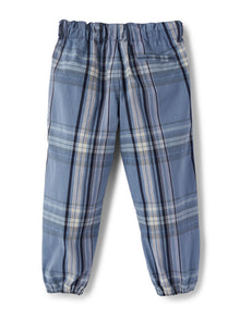 Rain Tartan Cotton Trousers | Powder Blue