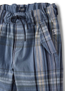 Rain Tartan Cotton Trousers | Powder Blue