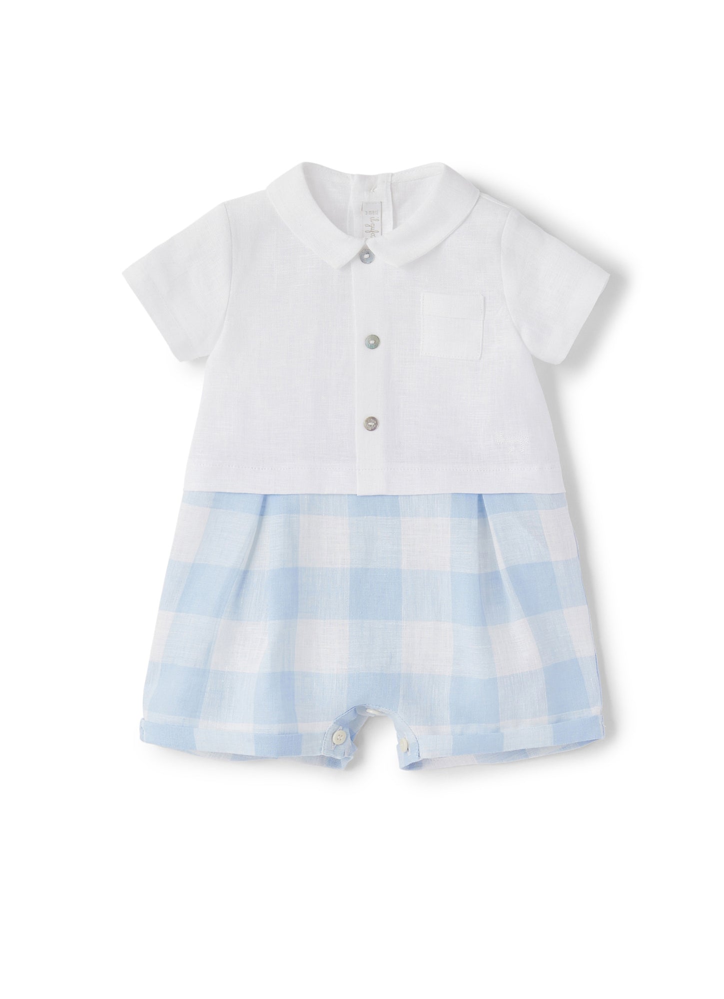 Baby Boys | Linen Short Onesie | Azzurro Topazio