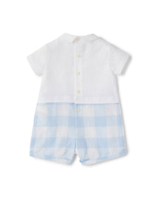 Baby Boys | Linen Short Onesie | Azzurro Topazio