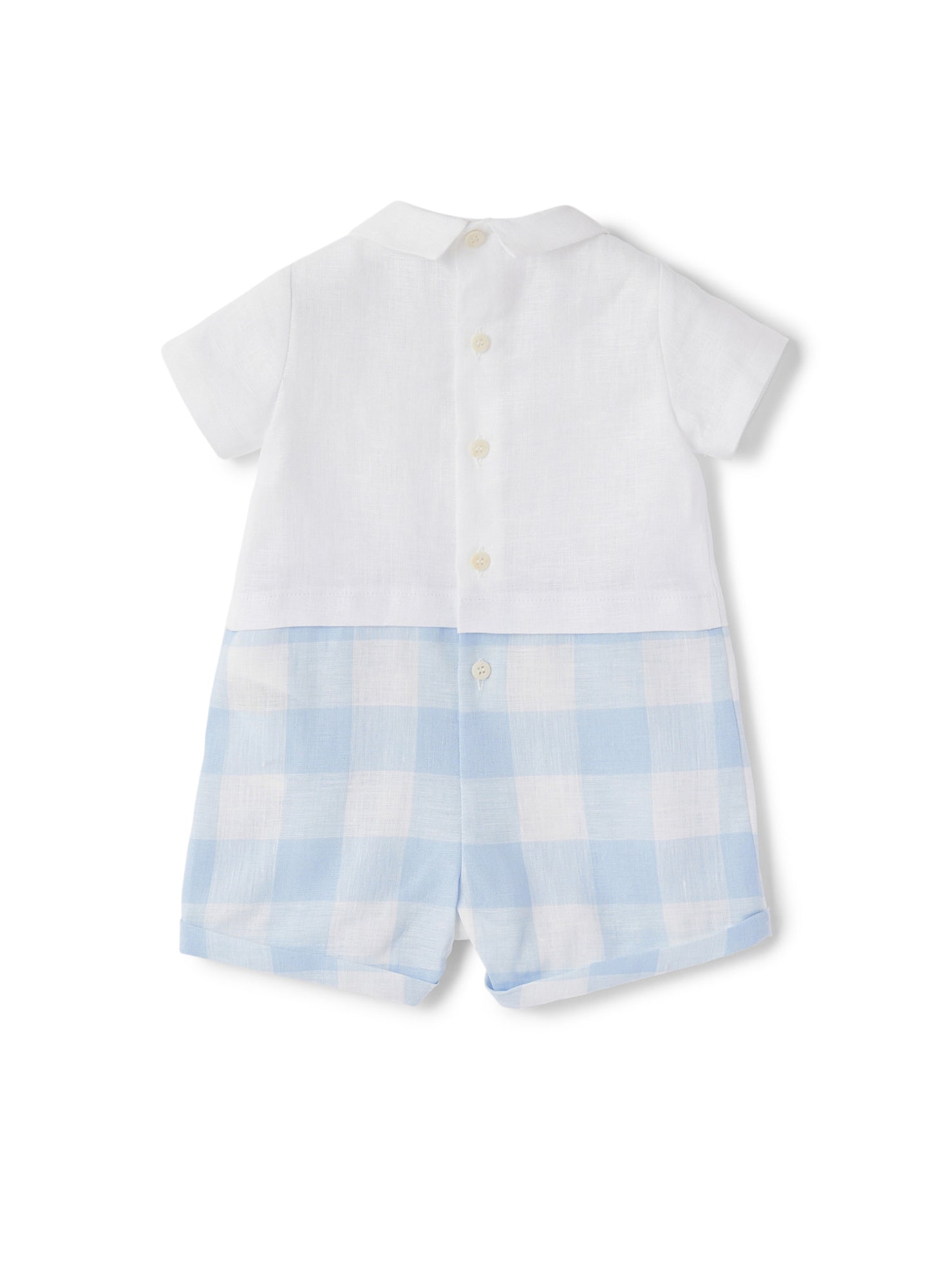 Baby Boys | Linen Short Onesie | Azzurro Topazio