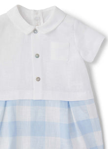 Linen Short Onesie | Azzurro Topazio