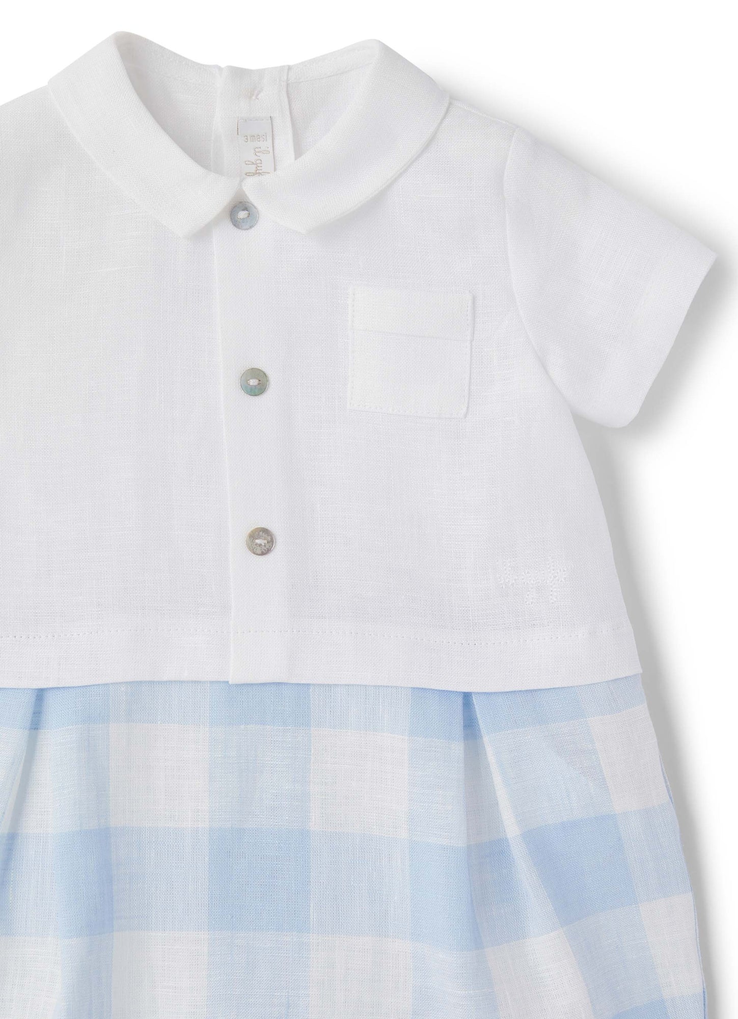 Baby Boys | Linen Short Onesie | Azzurro Topazio
