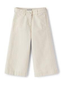 Linen Blend Denim Capri Trousers | Shell White