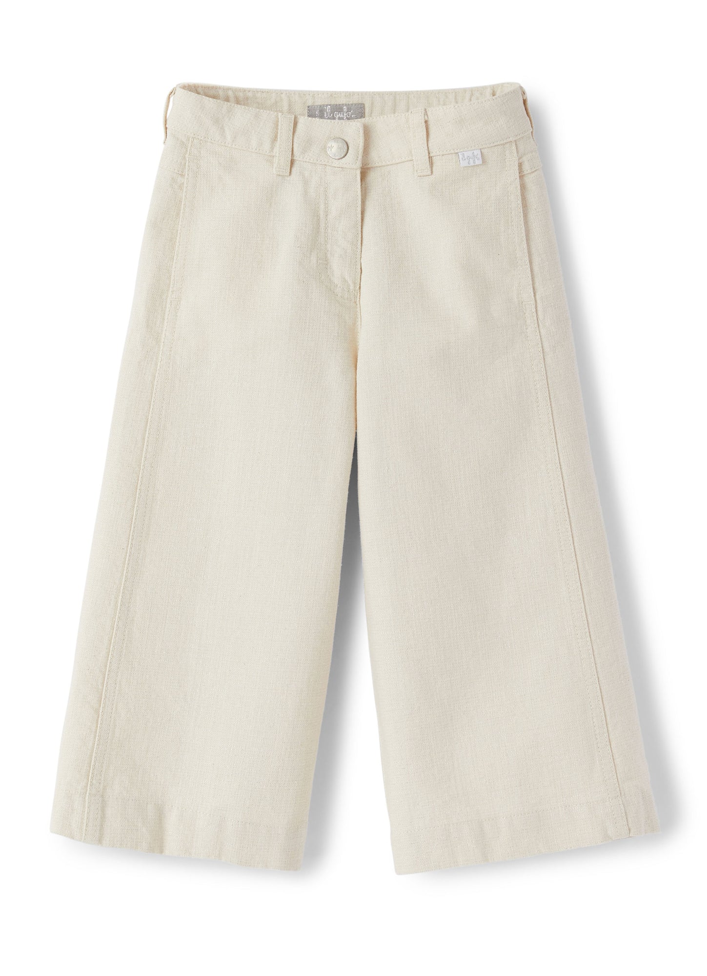 Linen Blend Denim Capri Trousers | Shell White