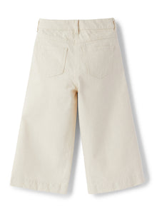 Linen Blend Denim Capri Trousers | Shell White