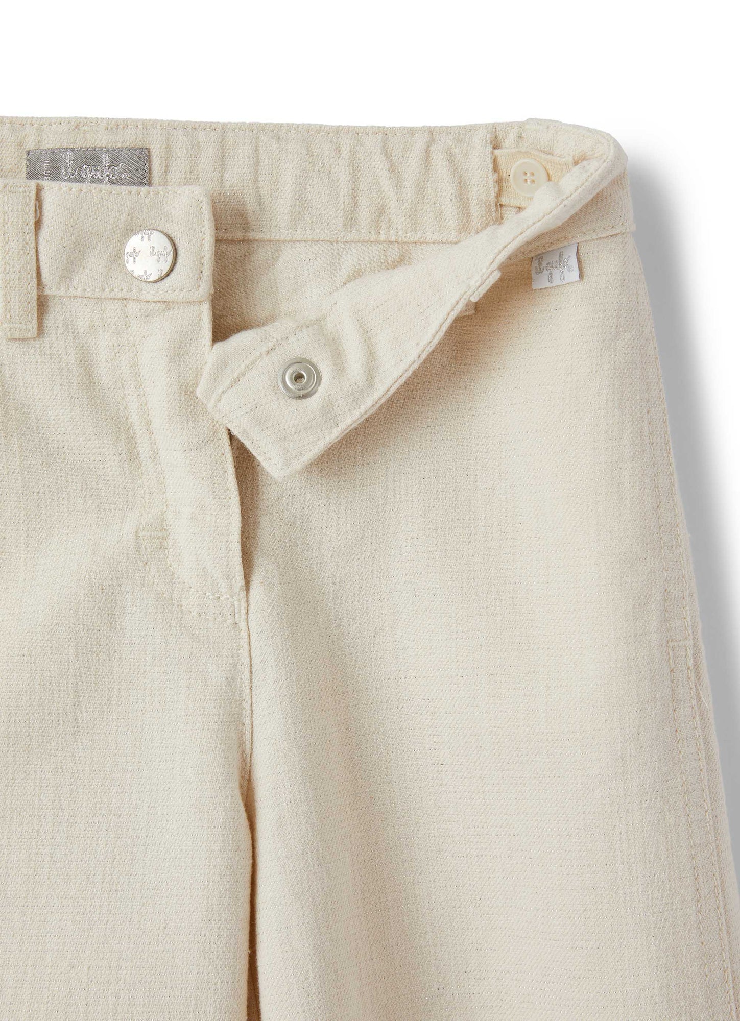 Linen Blend Denim Capri Trousers | Shell White