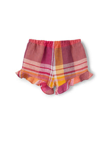 Pure Linen Baby Girl Shorts with Valance On The Bottom | Pitaya