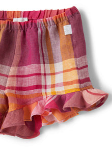 Pure Linen Baby Girl Shorts with Valance On The Bottom | Pitaya