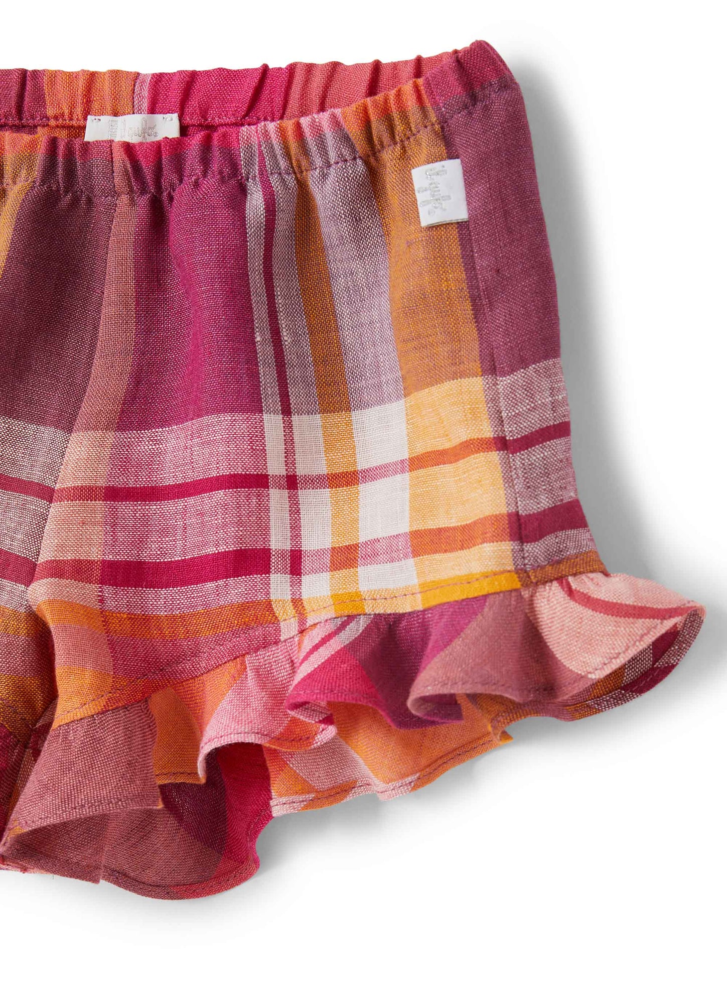 Pure Linen Baby Girl Shorts with Valance On The Bottom | Pitaya
