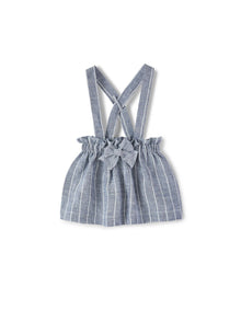 Baby Girls | Striped Linen Dungarees | Blue