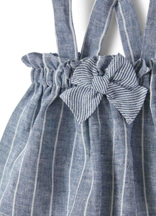 Baby Girls | Striped Linen Dungarees | Blue