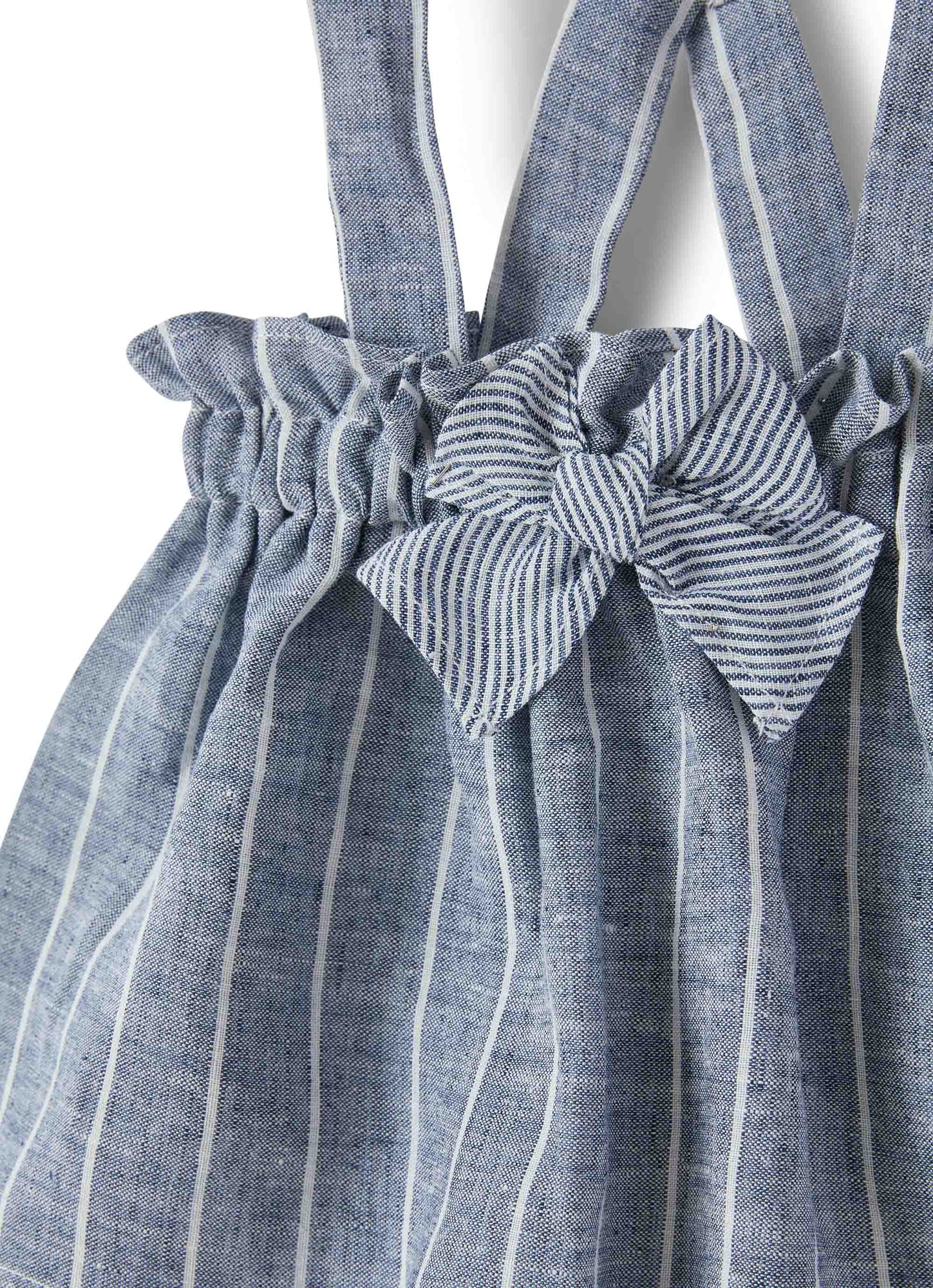 Baby Girls | Striped Linen Dungarees | Blue