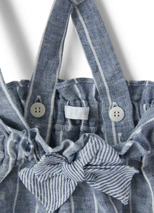 Baby Girls | Striped Linen Dungarees | Blue