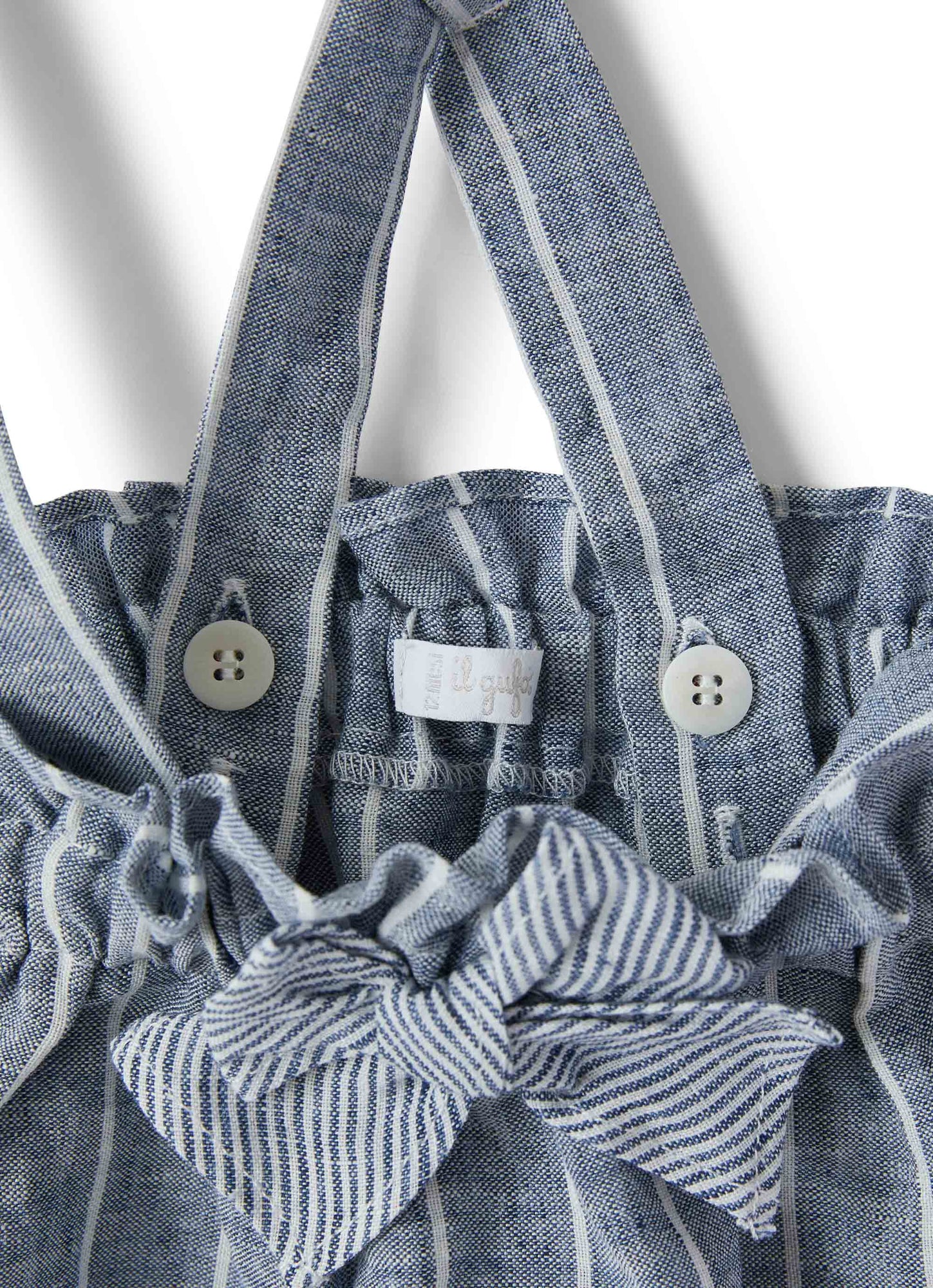 Baby Girls | Striped Linen Dungarees | Blue